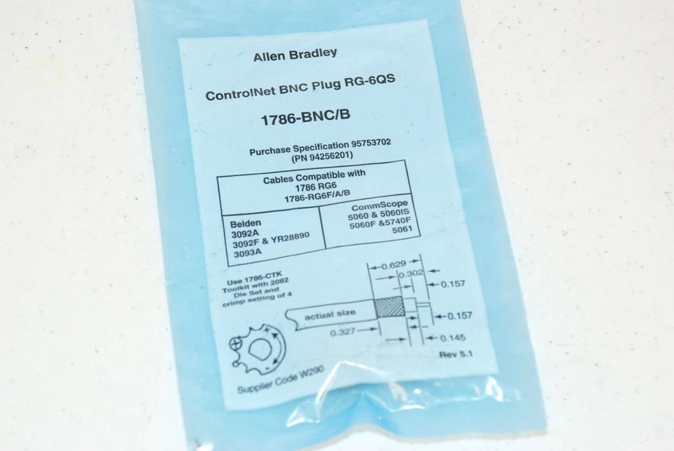 Новый запечатанный мешок Allen Bradley 1786-BNC/B сети управления коаксиальный разъем серии B - Изображение 1 из 1