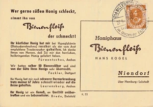 Billerbeck - Sonderstempel / Werbestempel auf Postkarte von 1952 - Bild 1 von 1