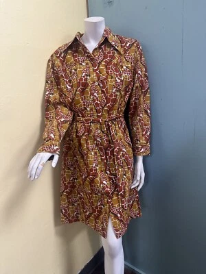 Vestido Vintage Años 70 Espectador Estampado Jirafa Cuello Daga L/XL Foto 1 de 4
