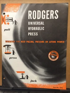 Vintage Rodgers Hydraulic Inc Katalog 1950 Hydraulikpressen Wagenheber Ziehen Werkzeugmaschinen - Bild 1 von 4