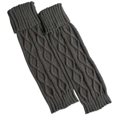 1 par de calentadores de piernas para mujer tejido de ganchillo acanalado rodilla invierno cálido bota calcetín largo Foto 1 de 4