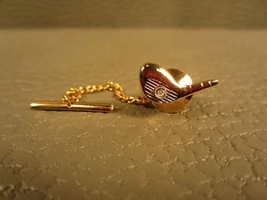 Vintage Golf Club with Glass Ball Yellow Gold Plated Tie Tac - Picture 1 of 2