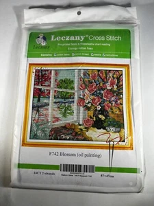 New Leczany Cross Stitch Kit F742 Blossom Flowers Floral Pre-printed 14 CT Craft - Picture 1 of 7