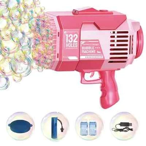 132 Hole Bazooka Bubble Machine Gun W/ Colorful Lights 12000 Bubbles Per Minute - Picture 1 of 7