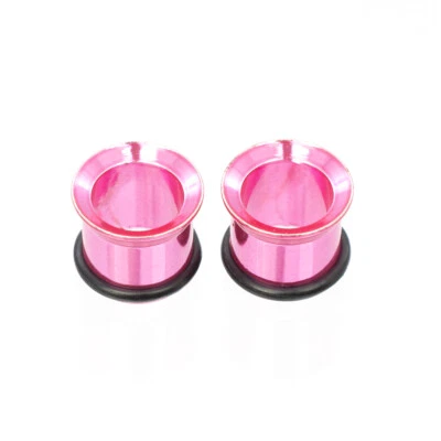 Tunnels Anodized Metallic Pink with O-Rings - Sold as a Pair Surgical Steel - Image 1 of 4