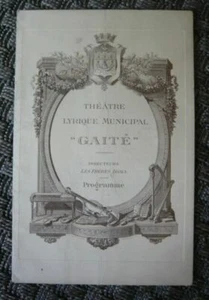 Programme du Théâtre lyrique municipal Gaîté 1er janvier 1914 | Bon état - Picture 1 of 1