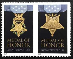 Francobollo USA 2014 #4822A-4823a Medaglia d'Onore - Guerra di Corea - Marina e Esercito - Coppia MNH - Foto 1 di 1