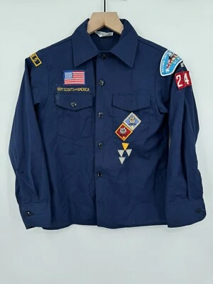 Boy Scouts of America Cub Scout Uniform Shirt Blue Long Sleeve USA Youth Size 12 - Image 1 of 4