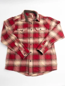 Flannel Shirt Mens Medium Plaid Lumberjack Pockets 100% Cotton Long Sleeve Orvis - Picture 1 of 12