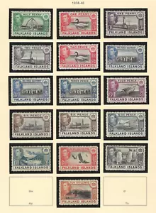 Isole Falkland Scott #84-#93, #95 luce incernierata 1938-46 Giorgio VI immagini - Foto 1 di 2