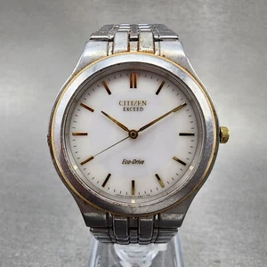 Citizen Exceed Eco-Drive Watch Men 35mm White Dial Two Tone A730-H09467 PARTS - Picture 1 of 11