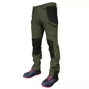 Work Trousers Premium Slim Fit Softshell Spandex Pants Heavy Duty Strech Green - Picture 1 of 3