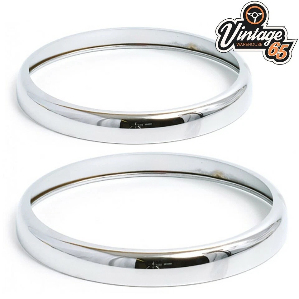 Mga Austin Healey Triumph Phare Bordure Cadre Paire 20.3cm Vis sur Chrome - Photo 1/1