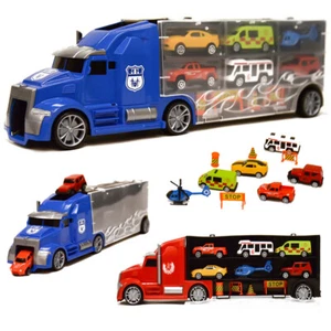 Kids Toy Truck Transport Car Carrier Box Mini Vehicle Models & Accessories Set - Picture 1 of 17