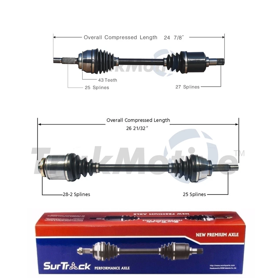 Juego de pares de 2 ejes delanteros CV SurTrack para Mitsubishi Outlander tracción delantera 2003-2006 Foto 1 de 1