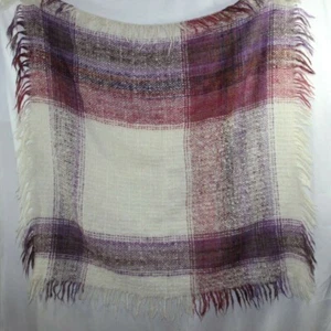 Avoca Handweavers Scarf Wrap Purple White Pink Fringe 45x45 - Picture 1 of 5