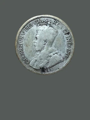 1929 Canada 10 Cents Silver Coin - King George V - VG (Very Good) condition - Image 1 of 2