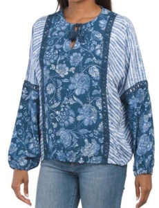 Spense Women's Long Sleeve Tie Neck Boho Blouse Top Size L - Picture 1 of 2