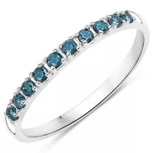 0.24 Carat Genuine Blue Diamond 14K White Gold Ring (I1-I2) - Picture 1 of 9