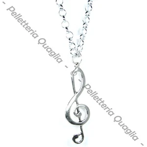 Treble Clef Necklace Pendant Jewelry Chain Silver Charm Woman Fashion Man Music - Picture 1 of 1