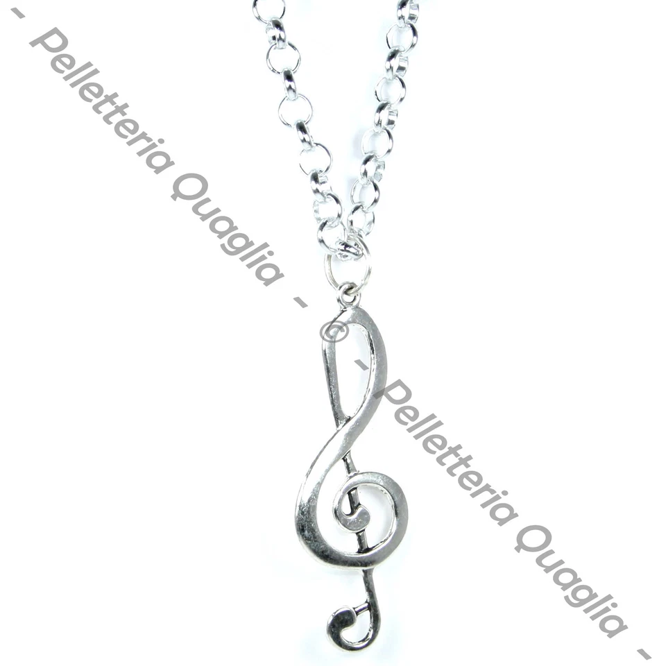 Collar Clave de Agudos Colgante Joyería Cadena Plata Dije Mujer Moda Hombre Música Foto 1 de 1