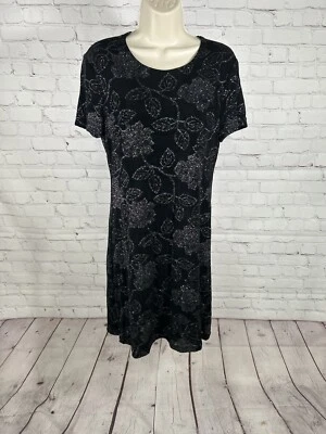 Vestido recto manga corta vintage SL Petites negro plateado rosa brillante para mujer 10P Foto 1 de 4