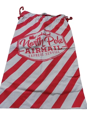 复古帆布包 抽绳 红色条纹 北极 航空邮件服务 JUMBO 32"x21" — 第 1/4 张图片