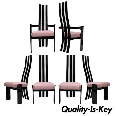 Set of 6 Hill Mfg Mid Century Modern Black Clear Lucite Sculptural Dining Chairs Cover