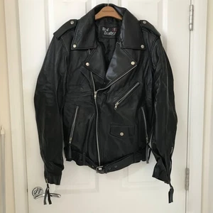 Men’s Black Real Leather Biker Jacket Brando Style Motorcycle Coat Negan - Picture 1 of 15