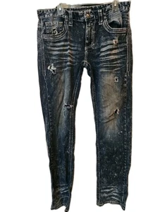 Pantalones de mezclilla Affliction vintage para hombre azul as talla 32 con bordado - Imagen 1 de 7