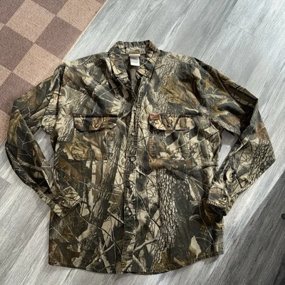Woolrich Vintage Camouflage Long Sleeve Shirt Realtree, Trebark, Hunting, Large - Image 1 of 4