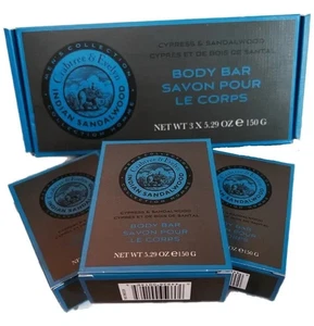 3 Saponi da bagno uomo Crabtree & Evelyn SANDALO INDIANO con CIPRESSO Body Bar - Foto 1 di 3