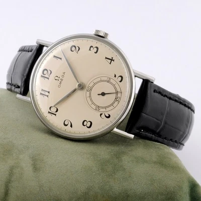 ORIGINAL OMEGA REF 2338 FROM 1944 MANUAL WIND ST STEEL SWISS MADE GENTS WATCH - Image 1 of 4