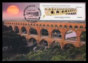 FRANCE 2014 Carte Maximum Card ATM LISA - MARCOPHILEX Uzès Pont du Gard aqueduct - Imagen 1 de 1