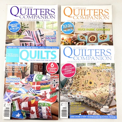 Australian Quilters Companion Magazines x4 Bundle LOT No. 38 40 46 Around World - Image 1 of 4