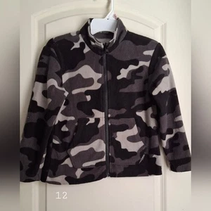 Eddie Bauer Fleece Jacket Kids Sz 5/6 Camo Military Gray Fall cozy zip travel - Picture 1 of 7