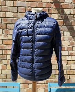 Polo Ralph Lauren Puffer Chaqueta Pato Plumón Azul Marino Acolchado Capucha Cremallera Completa Abrigo Reino Unido Pequeño - Imagen 1 de 17