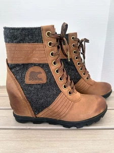 NEW Sorel Women’s US 9.5 Joan of Arctic Wedge Lexie Brown Gray Waterproof  Boots - Picture 1 of 6