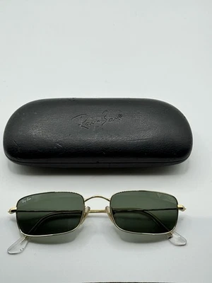 Vtg Ray-Ban Gatsby RB3133 5219 Unisex Gold Frames Rectangular Sunglasses Italy - Image 1 of 4