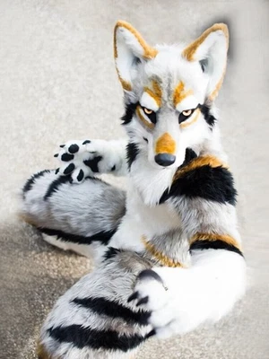 Disfraz integrado de piel Husky perro zorro mascota caminar Halloween traje juego de rol Foto 1 de 4