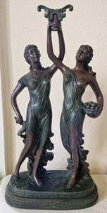GROSSE JULIANA SAMMLUNG BRONZIERTEFFEKT HARZ SKULPTUR VON 2 MÄDCHEN 24" 6,1kg - Bild 1 von 16