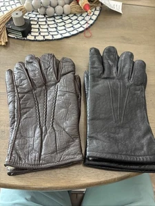 Guantes de conducción de invierno forrados de piel de conejo de cuero negro marrón para hombre talla L lote de 2 - Imagen 1 de 10