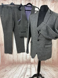 Marc Darcy 3 Piece Tweed Suit Charcoal Grey Jacket 40” W34 Slim MASON - READ - Picture 1 of 24