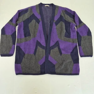 WOLOVERS Cardigan XL Women's Purple Geometric Cotton Wool Blend Pattern - Picture 1 of 16