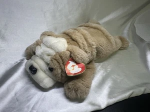 1995 Ty Beanie Buddies Churchill The Bull Dog Pug Puppy 12" Plush Toy - Picture 1 of 3