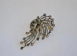 Broche De Cristal De Rhinestone De Plata Vintage - Imagen 1 de 1
