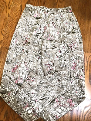 Pantalones de SEDA ADRIANNA PAPELL Marrón Blanco y Rosa Lentejuelas Talla 4 Petite Foto 1 de 2