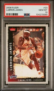 PSA 10 GEMAS COMO NUEVAS 2008 Fleer LeBRON JAMES #23 CAVS LAKERS 70069 BJ130 - Imagen 1 de 2
