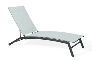 Sonnenliege Chaise Gartenstuhl Strandliege Liegestuhl Strandstuhl anthrazit/weiß - Bild 1 von 8