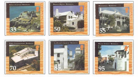 Bermuda 2001 Sc 802-807 MNH; 6 values 35-95cents.  Historic buildings Cover